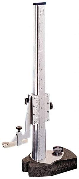 Starrett - 0 to 24 Inch Measurement, 0.001 Inch Graduation, Vernier Height Gage - Satin Chrome Finish, 7-1/2 Inch Long x 4-1/2 Inch Wide - Benchmark Tooling