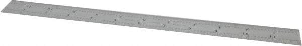 Starrett - 12" Long, 1/64, 1/50, 1/32, 1/10" Graduation, Flexible Steel Rule - 3R Graduation Style, 1" Wide, Silver, Satin Chrome Finish - Benchmark Tooling