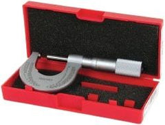 Starrett - Mechanical, 0 to 1 Inch Measurement, Satin Chrome Finish Carbide Face Ball Anvil Micrometer - 0.001 Inch Graduation - Benchmark Tooling