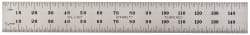 Starrett - 150mm Long, 0.5, 1mm Graduation, Flexible Spring Steel Rule - Metric Graduation Style, 3/4" Wide, Silver, Satin Chrome Finish - Benchmark Tooling