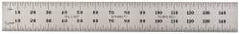 Starrett - 150mm Long, 0.5, 1mm Graduation, Flexible Spring Steel Rule - Metric Graduation Style, 3/4" Wide, Silver, Satin Chrome Finish - Benchmark Tooling