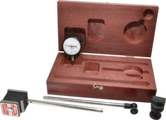 Starrett - 0.0005" Graduation, 1/8" Max Meas, 0-25-0 Dial Reading, Dial Indicator & Base Kit - 1-15/16" Base Length x 1-5/8" Base Width x 1-7/8" Base Height - Benchmark Tooling