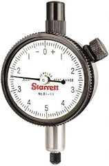 Starrett - 0.025" Range, 0-5-0 Dial Reading, 0.0001" Graduation Dial Drop Indicator - 1-11/16" Dial, 0.01" Range per Revolution - Benchmark Tooling