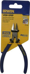 Irwin - 5" OAL, 16 AWG Capacity, Semi-Flush Diagonal Cutter - 3/4" Jaw Length x 13/16" Jaw Width, Tapered Head, Dipped Vinyl Handle - Benchmark Tooling