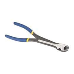 Irwin - 11" OAL, 1" Jaw Length x 1-1/8" Jaw Width, Long Nose Side Cutting Pliers - Serrated Jaw, Dipped Vinyl Handles, Diagonal Grip - Benchmark Tooling