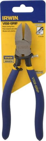 Irwin - 8" OAL, 16 AWG Capacity, Semi-Flush Cutting Pliers - 1" Jaw Length x 1-1/16" Jaw Width, Oval Head, Dipped Vinyl Handle - Benchmark Tooling