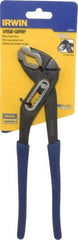 Irwin - 10" OAL, 2" Max Capacity, 7 Position Water Pump Tongue & Groove Pliers - Serrated V-Jaws, Curved Head, Dipped Vinyl Handles - Benchmark Tooling