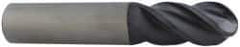 Accupro - 1/2" Diam, 1" LOC, 2 Flute Solid Carbide Ball End Mill - AlTiN Finish, Single End, 6" OAL, 1/2" Shank Diam, Spiral Flute - Benchmark Tooling