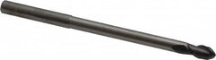 Accupro - 3/16" Diam, 3/8" LOC, 2 Flute Solid Carbide Ball End Mill - AlTiN Finish, Single End, 3" OAL, 3/16" Shank Diam, Spiral Flute - Benchmark Tooling