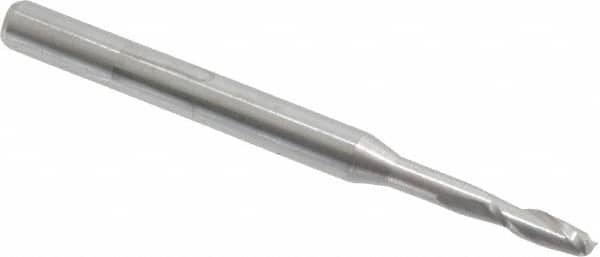 Accupro - 5/64", 1/4" LOC, 1/8" Shank Diam, 1-1/2" OAL, 2 Flute, Solid Carbide Square End Mill - Single End, Uncoated, Spiral Flute, 30° Helix, Centercutting, Right Hand Cut, Right Hand Flute - Benchmark Tooling