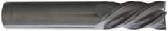 Accupro - 1/2", 1" LOC, 1/2" Shank Diam, 3" OAL, 4 Flute, Solid Carbide Square End Mill - Single End, Uncoated, Spiral Flute, 40° Helix, Centercutting, Right Hand Cut, Left Hand Flute - Benchmark Tooling