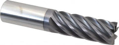 Accupro - 1", 2-5/8" LOC, 1" Shank Diam, 5" OAL, 7 Flute, Solid Carbide Square End Mill - Single End, AlTiN Finish, Spiral Flute, 37.50° Helix, Centercutting, Right Hand Cut, Right Hand Flute - Benchmark Tooling