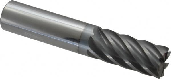 Accupro - 3/4", 7 Flute, Single End, Solid Carbide, 0.03" Corner Radius End Mill - 4" OAL, 37° Helix, Right Hand Flute, 1-5/8" LOC, Right Hand Cut - Benchmark Tooling