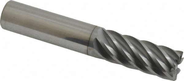 Accupro - 1/2", 7 Flute, Single End, Solid Carbide, 0.02" Corner Radius End Mill - 3" OAL, 37° Helix, Right Hand Flute, 1-1/4" LOC, Right Hand Cut - Benchmark Tooling