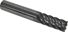 Accupro - 3/8", 7/8" LOC, 3/8" Shank Diam, 2-1/2" OAL, 7 Flute, Solid Carbide Square End Mill - Single End, nACRo Finish, Spiral Flute, 37.50° Helix, Centercutting, Right Hand Cut, Right Hand Flute - Benchmark Tooling