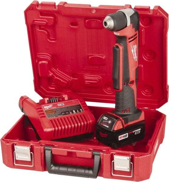 Milwaukee Tool - 18 Volt 3/8" Chuck Right Angle Handle Cordless Drill - 0-1500 RPM, Keyless Chuck, Reversible, 1 Lithium-Ion Battery Included - Benchmark Tooling