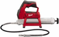 Milwaukee Tool - 8,000 Max psi, Flexible Battery-Operated Grease Gun - 14 oz (Cartridge) & 16 oz (Bulk) Capacity, 1/8 Thread Outlet, 3-Way, Bulk, Cartridge & Suction Fill, Includes Grease Coupler - Benchmark Tooling