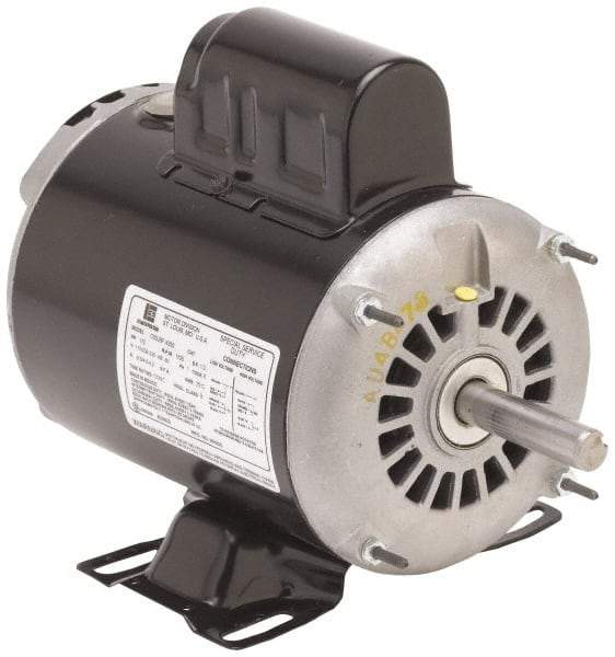 US Motors - 1.5 hp, No Thermal Protection, 3,450 RPM, 115/230 Volt, Industrial Electric AC/DC Motor - Size 143T Frame, Ball Bearings, 17.5/8.8 Full Load Amps, B Class Insulation - Benchmark Tooling