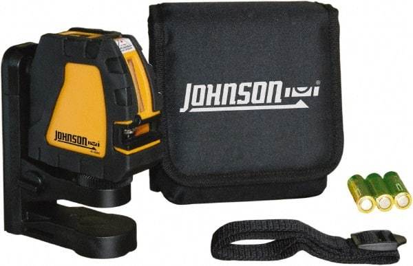 Johnson Level & Tool - 2 Beam 150' (Interior) Max Range Self Leveling Cross Line Laser - Red Beam, 1/8" at 35' Accuracy, 4-1/8" Long x 4-1/8" Wide x 1-15/16" High, Battery Included - Benchmark Tooling