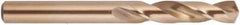 National Twist Drill - 0.332" 135° Spiral Flute Cobalt Screw Machine Drill Bit - Gold Finish Finish, Right Hand Cut, 1-11/16" Flute Length, 3" OAL, Split Point, Straight Shank - Benchmark Tooling
