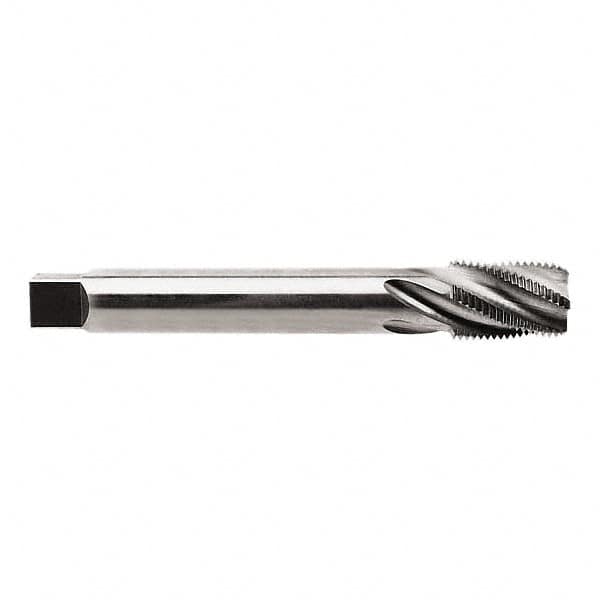 Regal Cutting Tools - 1/4-18 NPTF, 4 Flutes, Taper Chamfer, Bright Finish, High Speed Steel, Spiral Flute Pipe Tap - Right Hand Flute, 9/16" Shank Diam, 15/16" Thread Length, 3/8" Square Size, - Benchmark Tooling