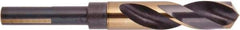 National Twist Drill - 17/32" Drill, 118° Point, High Speed Steel Silver Deming & Reduced Shank Drill Bit - Oxide/Gold Finish, 6" OAL, Flats on Shank, 3" Flute Length, Right Hand Cut, Spiral Point, Spiral Flute - Benchmark Tooling