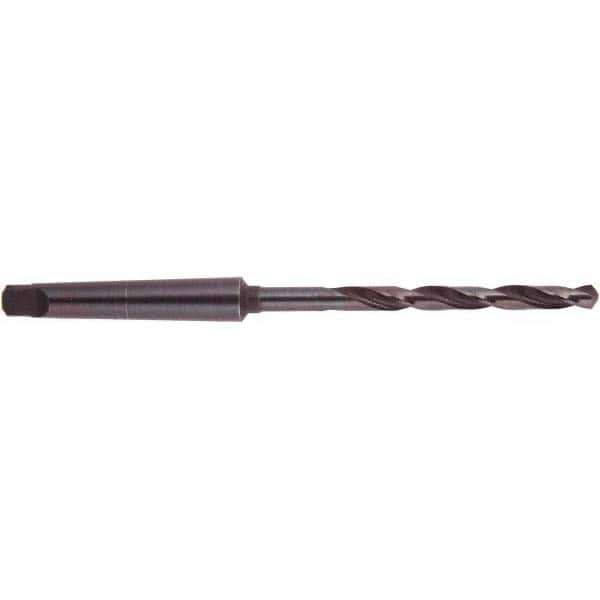 Taper Shank Drill Bit: 0.7344″ Dia, 2MT, 118 °, High Speed Steel Oxide Finish, 9.75″ OAL, Spiral Flute