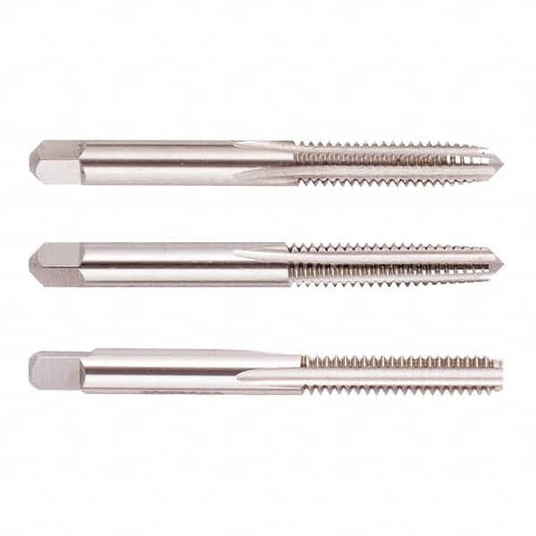 Regal Cutting Tools - 1/4-28 UNF, 4 Flute, Bottoming, Plug & Taper, Uncoated, Uncoated Finish, High Speed Steel Tap Set - 2-1/2" OAL, 1" Thread Length, 2B/3B Class of Fit - Benchmark Tooling