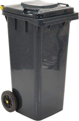 Vestil - 32 Gal Gray Square Trash Can - Polyethylene, None Graphic, 38" High x 21-13/16" Long x 18-3/4" Wide, Lid Included - Benchmark Tooling