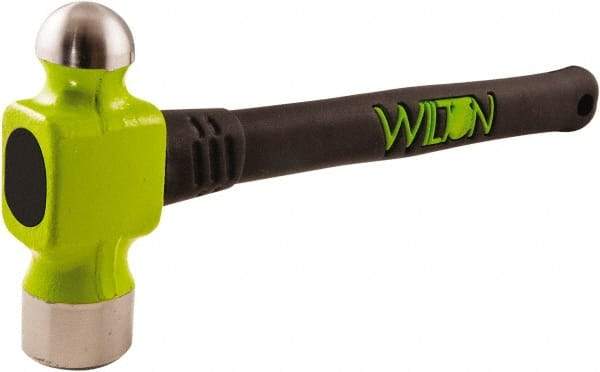 Wilton - 1-1/2 Lb Head Drop Forged Steel Ball Pein Hammer - Steel Handle with Grip, 14" OAL, Steel Rods Throughout for Added Strength - Benchmark Tooling