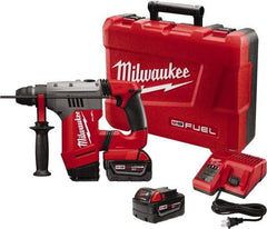 Milwaukee Tool - 18 Volt 1-1/8" SDS Plus Chuck Cordless Rotary Hammer - 0 to 5,000 BPM, 0 to 1,300 RPM, Reversible - Benchmark Tooling