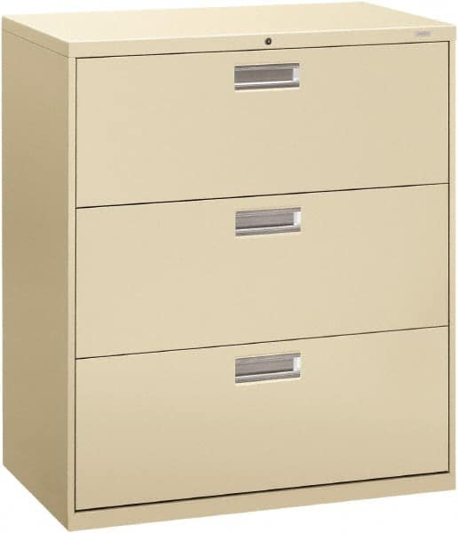 Hon - 36" Wide x 40.88" High x 19-1/4" Deep, 3 Drawer Lateral File - Steel, Putty - Benchmark Tooling