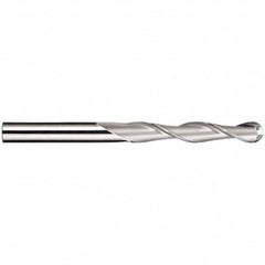 SGS - 3/8" Diam, 1-3/4" LOC, 2 Flute Solid Carbide Ball End Mill - AlTiN Finish, Single End, 4" OAL, 3/8" Shank Diam, Spiral Flute - Benchmark Tooling