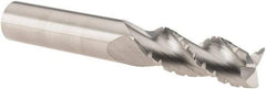 SGS - 3/8" Diam, 1" LOC, 3 Flute Solid Carbide 0.01" Corner Radius Roughing End Mill - Uncoated, 2-1/2" OAL, 3/8" Shank Diam, Single End, Centercutting, 38° Helix - Benchmark Tooling