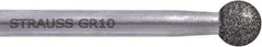 Strauss - 0.276" Head Diam x 0.28" Head Thickness CBN Round Tip Point Grinding Pin - 1/4" Shank Diam x 2.36" Shank Length, Medium Grade, (126 Mesh Grit) - Benchmark Tooling