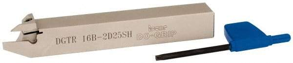 Iscar - DGT, External, Right Hand, 3mm Max Depth of Cut, 1.9 to 2.5mm Groove Width, Indexable Grooving Tool Holder - DG.. Insert Compatibility, 16mm Shank Height, 16mm Shank Width, 120mm OAL - Benchmark Tooling