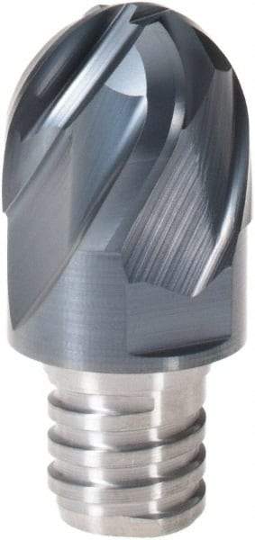 Iscar - MM EB Grade IC908 Carbide Ball Nose Milling Tip Insert - TiAlN Finish, 4 Flutes, 3/4" Cutting Diam, 0.62" Depth of Cut, 1" Extension, 3/8" Cnr Rad, 30° Helix - Benchmark Tooling