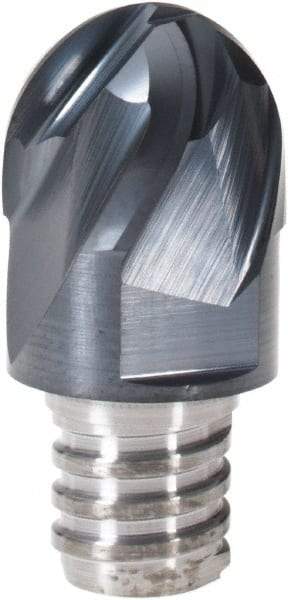 Iscar - MM EB Grade IC908 Carbide Ball Nose Milling Tip Insert - TiAlN Finish, 4 Flutes, 5/8" Cutting Diam, 0.47" Depth of Cut, 0.8" Extension, 5/16" Cnr Rad, 30° Helix - Benchmark Tooling