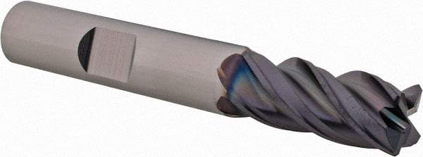 SGS - 3/8", 4 Flute, Single End, Solid Carbide, 0.03" Corner Radius End Mill - 2-1/2" OAL, Right Hand Flute, 7/8" LOC, Right Hand Cut - Benchmark Tooling