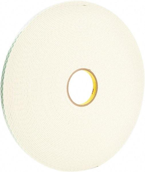 3M - 1/2" x 36 Yd Acrylic Adhesive Double Sided Tape - 125 mil Thick, Off-White, Foam Liner - Benchmark Tooling