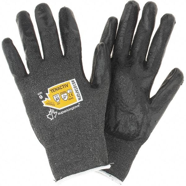 Value Collection - Size L, ANSI Cut Lvl A4, Puncture Lvl 4, Abrasion Lvl 4, Cut & Puncture Resistant Gloves - Palm Coated, Black - Benchmark Tooling