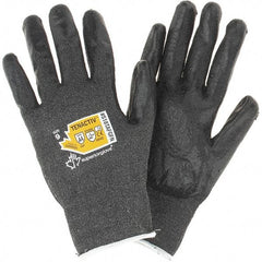 Value Collection - Size L, ANSI Cut Lvl A4, Puncture Lvl 4, Abrasion Lvl 4, Cut & Puncture Resistant Gloves - Palm Coated, Black - Benchmark Tooling