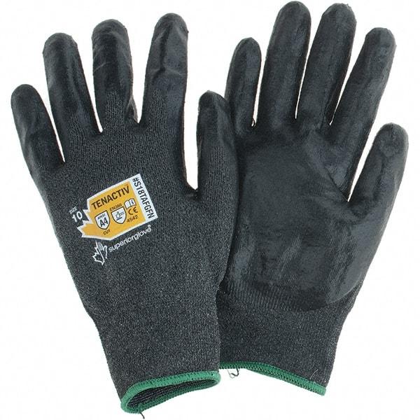 Value Collection - Size XL, ANSI Cut Lvl A4, Puncture Lvl 4, Abrasion Lvl 4, Cut & Puncture Resistant Gloves - Palm Coated, Black - Benchmark Tooling