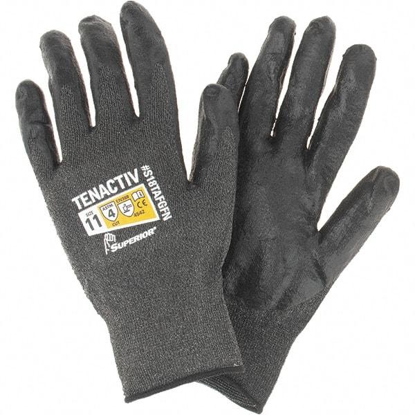 Value Collection - Size 2XL, ANSI Cut Lvl A4, Puncture Lvl 4, Abrasion Lvl 4, Cut & Puncture Resistant Gloves - Palm Coated, Black - Benchmark Tooling