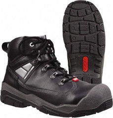 Tegera - Men's Size 11 Medium Width Steel Work Boot - Black, Leather Upper, Rubber Outsole, 6" High, Pull-On - Benchmark Tooling