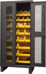 Durham - 30 Bin Storage Cabinet - Steel, 36" Wide x 24" Deep x 78" High, Yellow - Benchmark Tooling
