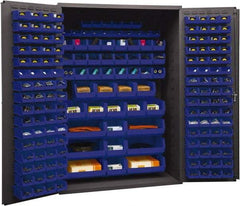 Durham - 186 Bin Storage Cabinet - Steel, 48" Wide x 24" Deep x 72" High, Blue - Benchmark Tooling