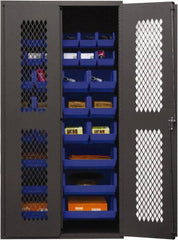 Durham - 30 Bin Storage Cabinet - Steel, 36" Wide x 18" Deep x 72" High, Blue - Benchmark Tooling