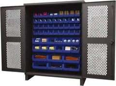 Durham - 54 Bin Storage Cabinet - Steel, 60" Wide x 24" Deep x 78" High, Blue - Benchmark Tooling