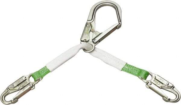 Miller - 2.92' Long, 310 Lb Capacity, 1 Leg Locking Snap Hook Harness Positioning/Restraint Lanyard - 1-1/2" Diam, Polyester Webbing, Locking Snap Hook Anchorage Connection - Benchmark Tooling